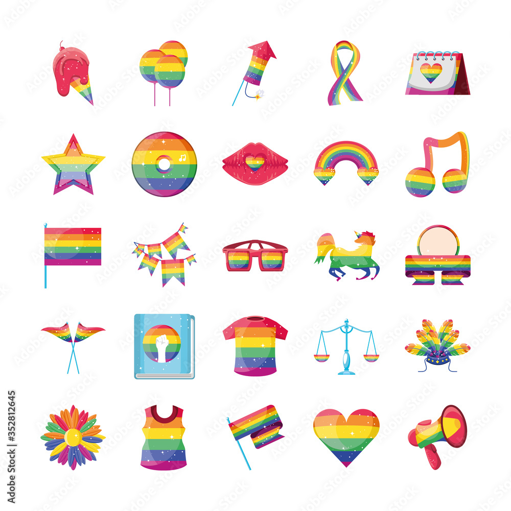 set of icons gay pride set of icons gay pride