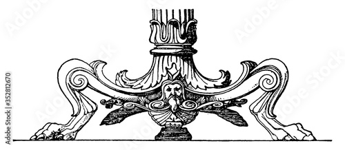 Antique Candelabrum Base, vintage illustration.