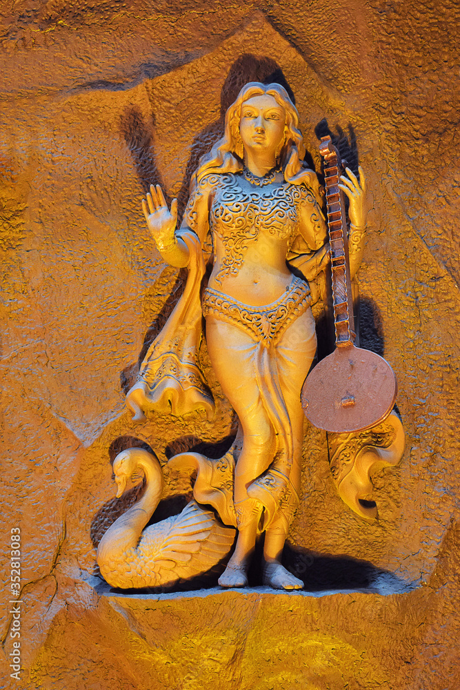 Statue Of Indian Goddess Maa Saraswati, Guwahati, Assam, India