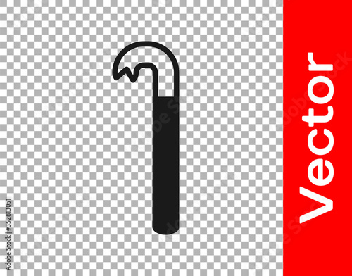 Black Crowbar icon isolated on transparent background. Vector Illustration