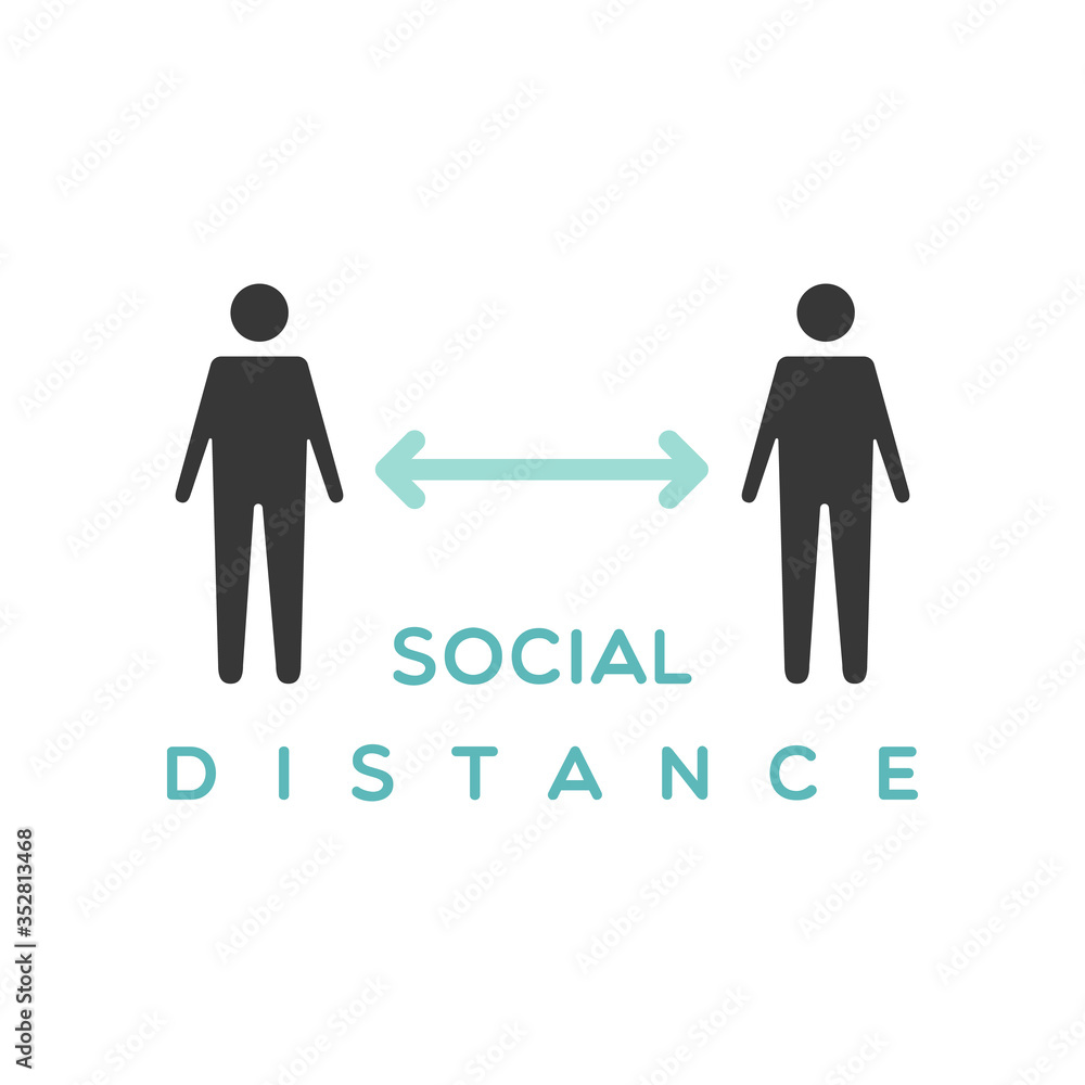 Social distance icon. Coronavirus pandemic prevention. Keep two meters away. Vector illustration, flat design Social distance icon. Coronavirus pandemic prevention. Keep two meters away. Vector illustration, flat design