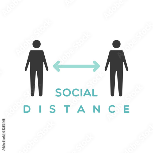 Social distance icon. Coronavirus pandemic prevention. Keep two meters away. Vector illustration, flat design