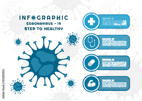 Infographic medical concept coronavirus 19 design geometric circle and square shape label