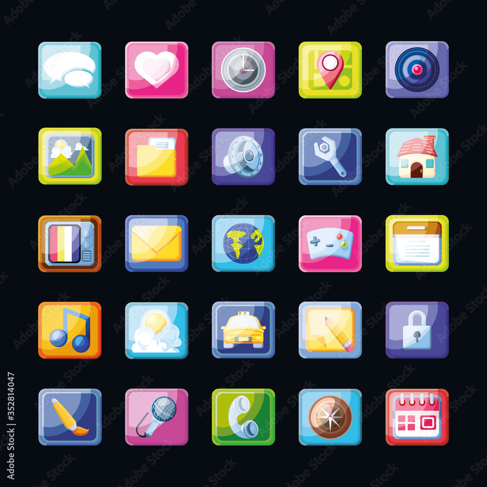 set of icons mobile app