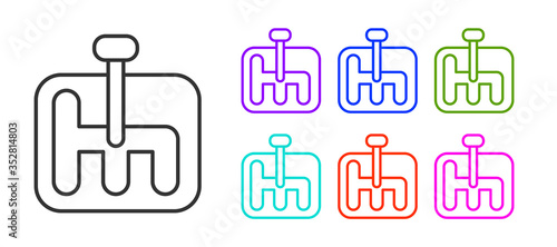 Black line Gear shifter icon isolated on white background. Transmission icon. Set icons colorful. Vector Illustration