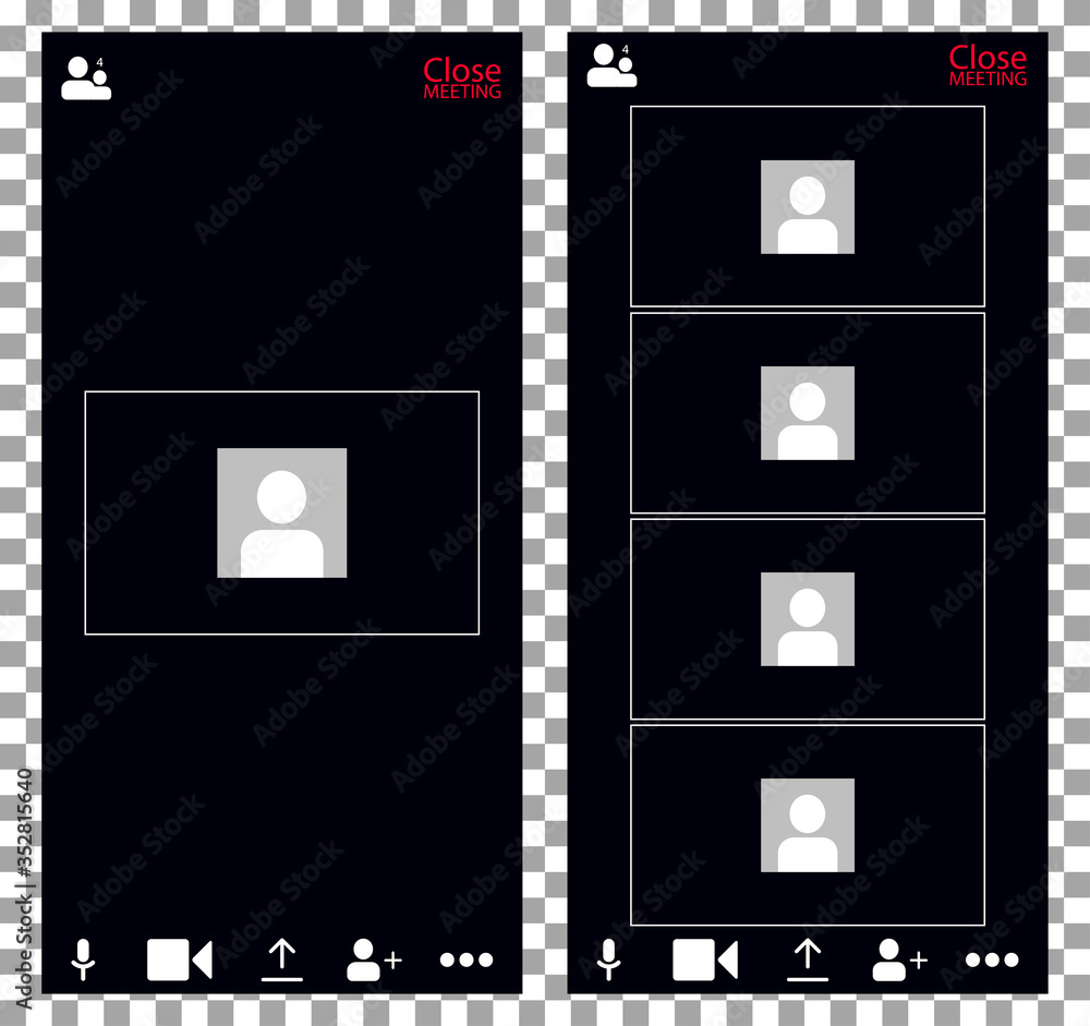 Landing video conferencing. Screenshot of the phone screen. Vector workspace page for video conferencing and work meetings