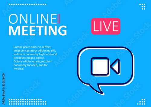 Online webinar landing page. Webinar, webinars and web meetings at the level of colleagues, modern education. Vector illustration