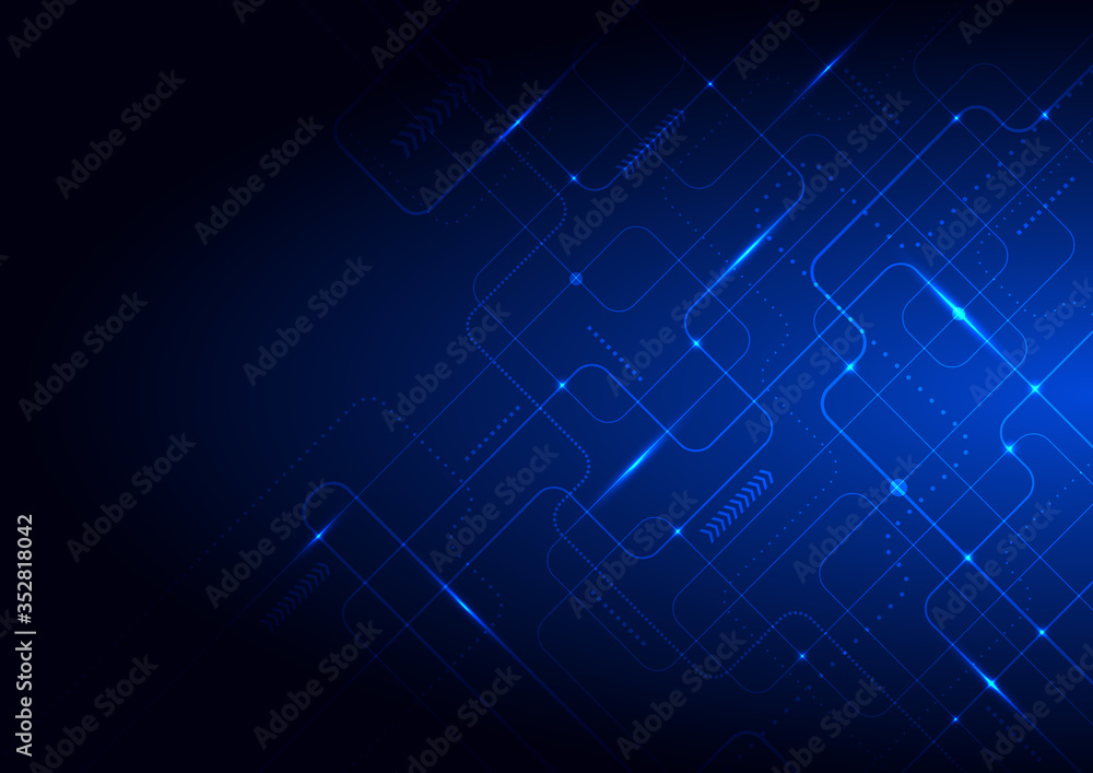 Abstract technology futuristic concept glowing blue lines and lighting on dark background. Abstract technology futuristic concept glowing blue lines and lighting on dark background.