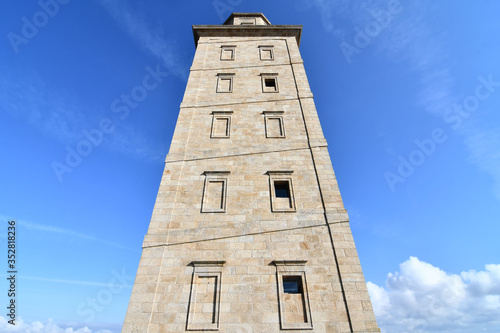 tower of church, photo as a background , in a coruna north spain, galicia, spain, europe , tower of hercules lighthouse