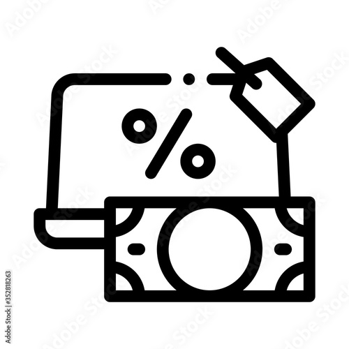 give laptop to pawnshop icon vector. give laptop to pawnshop sign. isolated contour symbol illustration