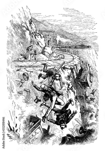 Overthrow of the Erie Ring, vintage illustration.