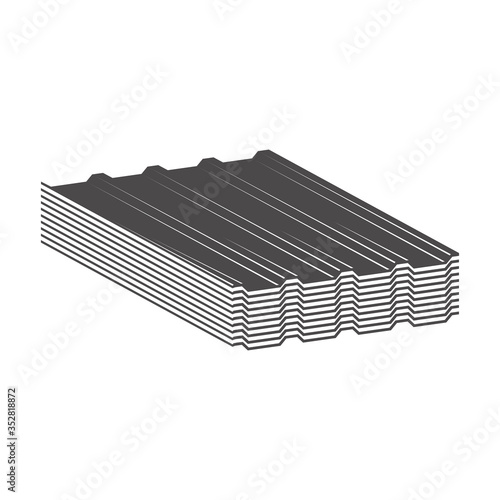 Sheet metal profile for roof and fences icon in flat style.Vector illustration.