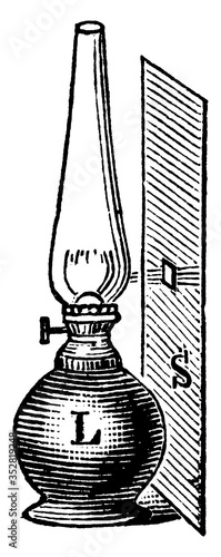 Lamp, vintage illustration.