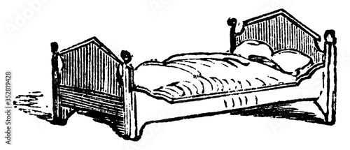 Bed, vintage illustration.