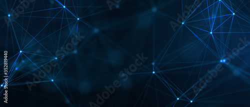 Fototapeta Naklejka Na Ścianę i Meble -  Abstract futuristic - technology with polygonal shapes on dark blue background. Design digital technology concept..