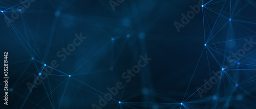 Abstract futuristic - technology with polygonal shapes on dark blue background. Design digital technology concept.. © putilov_denis