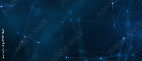 Abstract futuristic - technology with polygonal shapes on dark blue background. Design digital technology concept..