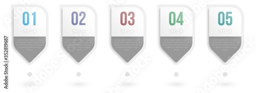 Infographic stage. Business data element with 5 step process. Horizontal evolution stage option layout. Five infograph timeline option with simple design template on white background