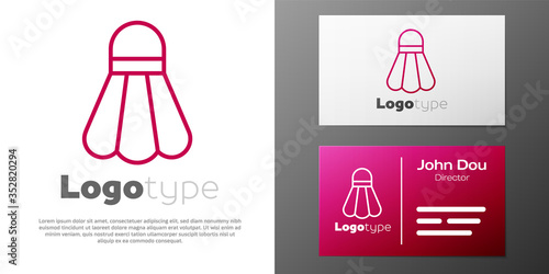 Logotype line Badminton shuttlecock icon isolated on white background. Sport equipment. Logo design template element. Vector Illustration