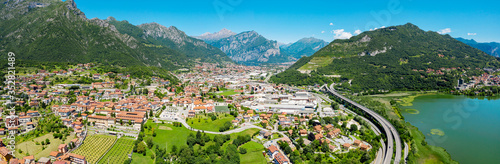 aerial view of the city of Civate and Lake Annone, Lecco province, Italy photo
