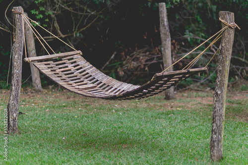 Wooden net near the closed forest