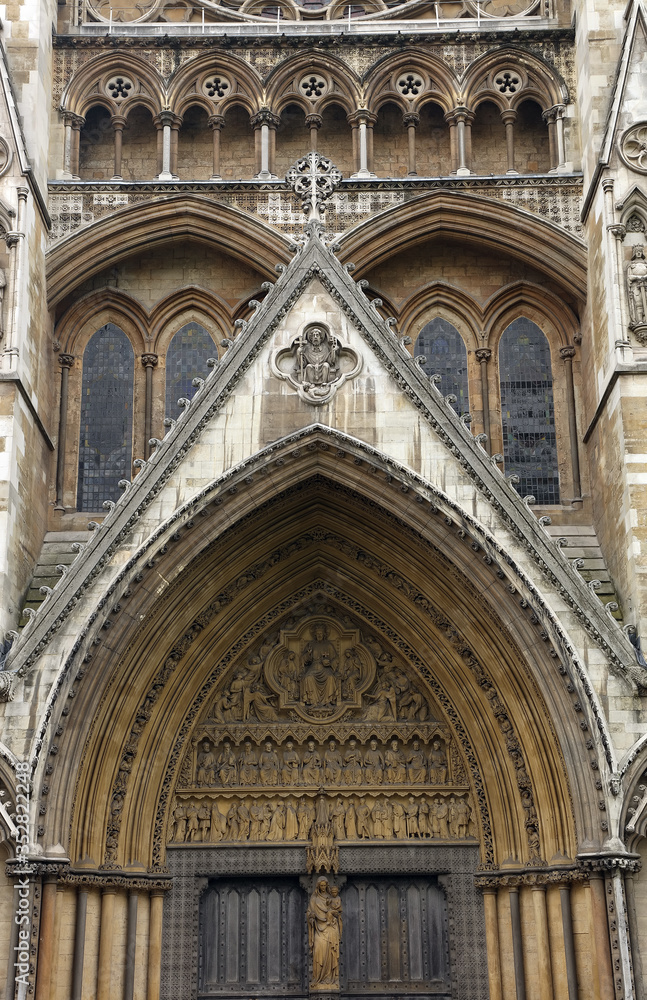 Architectural detail of Westminster Abbey, one of the most important Anglican Church in London, United Kingdom, Europe