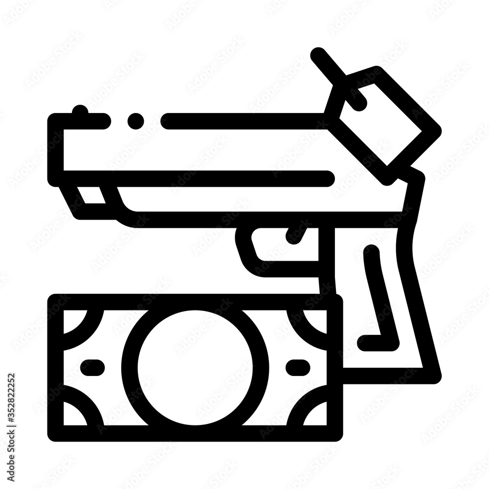 give gun to pawnshop for money icon vector. give gun to pawnshop for money sign. isolated contour symbol illustration give gun to pawnshop for money icon vector. give gun to pawnshop for money sign. isolated contour symbol illustration