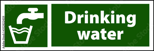 Drinking water green vector sign