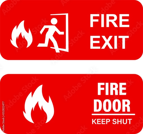 emergency fire door exit sign