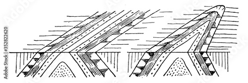 Eroded Anticlines, vintage illustration.