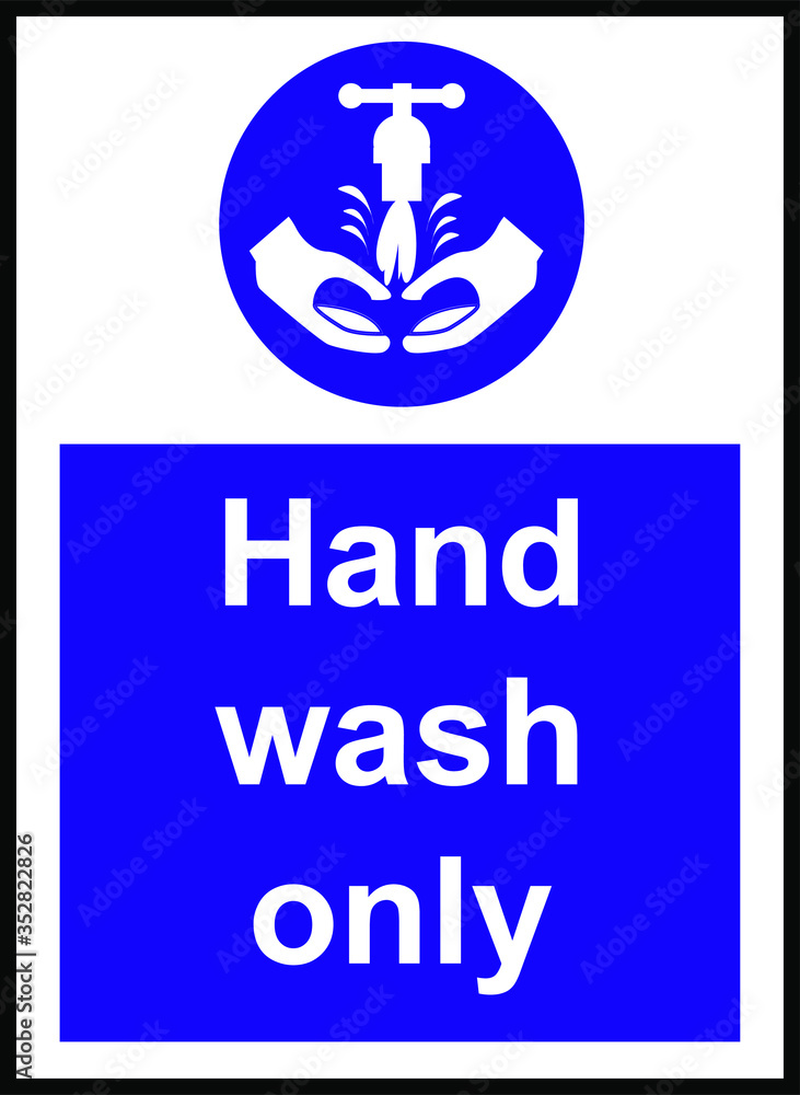 hand wash only blue vector sign