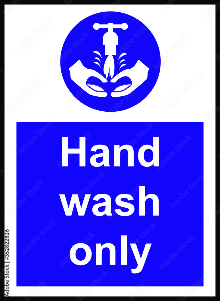 hand wash only blue vector sign hand wash only blue vector sign