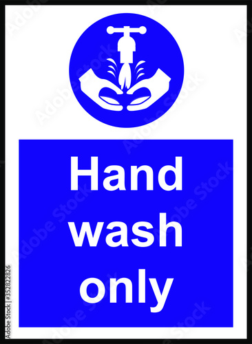 hand wash only blue vector sign