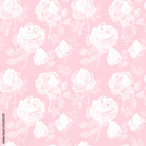 White rose flower seamless ...