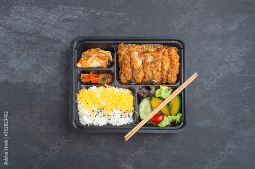 Japanese tonkatsu bento photo