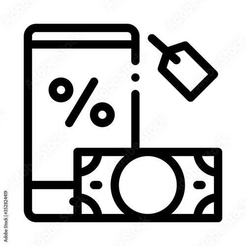 money phone pledge icon vector. money phone pledge sign. isolated contour symbol illustration