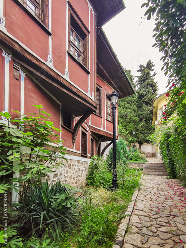 Street and Nineteenth Century Houses in old town of Plovdiv