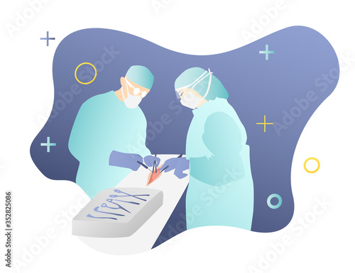 Medical staff team concept in hospital. Surgeon team doctors in operating room.Bluedesign vector illustration photo