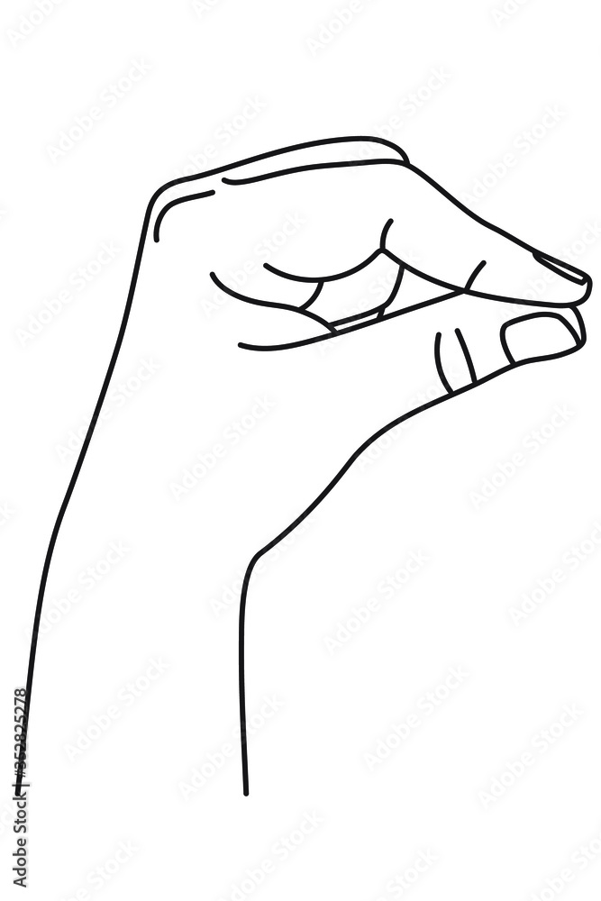Hand showing size between fingers. Gesture showing measuring in sign ...