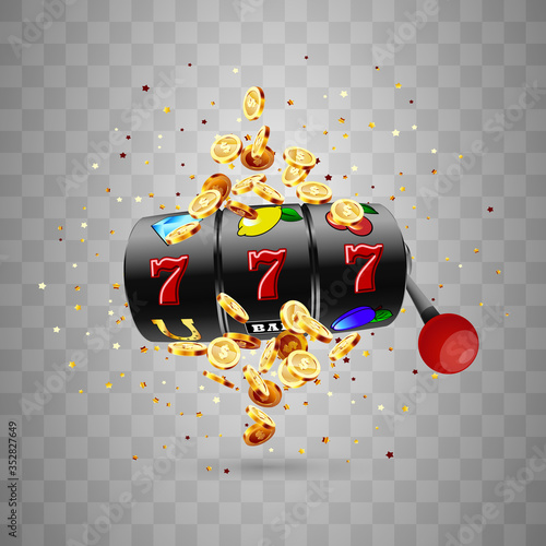 Golden slot machine wins the jackpot.