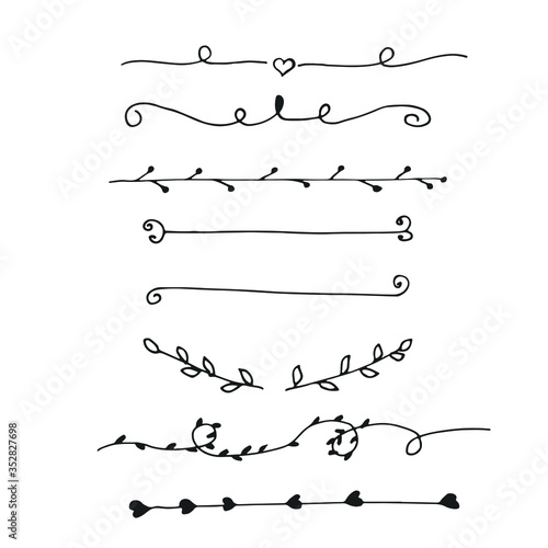 Vector hand drawn text dividers and calligraphic design elements and page decoration