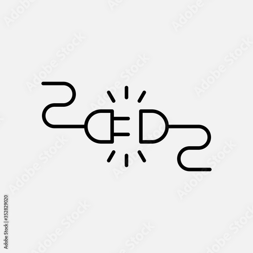 Connect line icon. Power and plug, connection symbol. logo. Outline design editable stroke. For yuor design. Stock - Vector illustration.