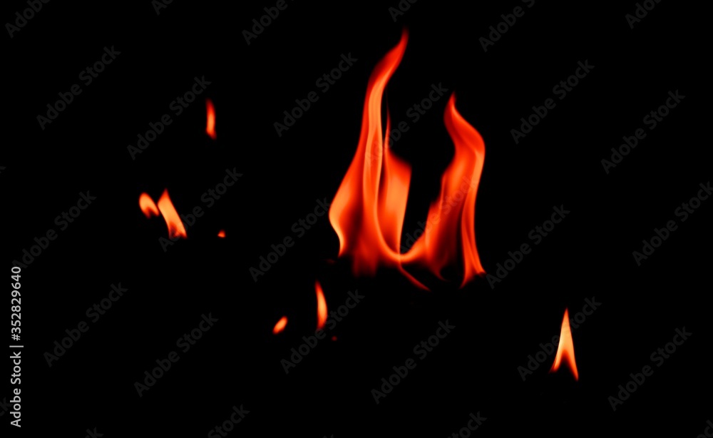 Fire flames on black background. Fire flames on black background.