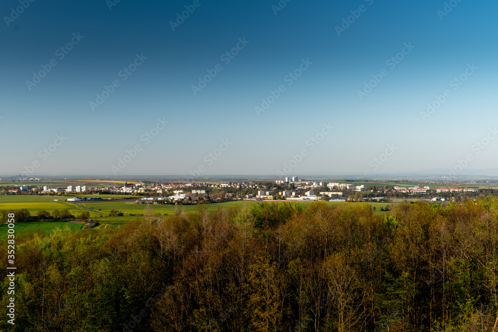 rural landscape with blue sky, Chrudim, Czech Republic, rozhledna Bara