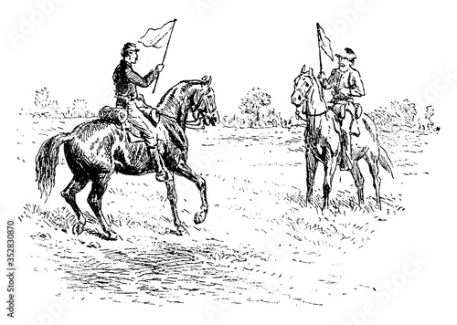 Flag of Truce, vintage illustration