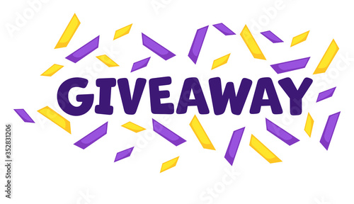 Giveaway banner with falling confetti, celebration of victory