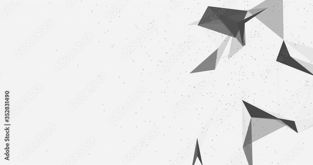 Abstract illustration on white gray background transform with flickering light on dots line triangle pattern present future innovation technology digital network  communication connection concept