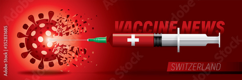 Vector illustration with 3D corona vaccine news, country flag concept.