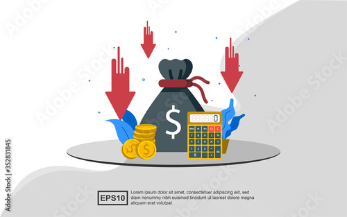 Illustration concept of cost reduction if crisis financial