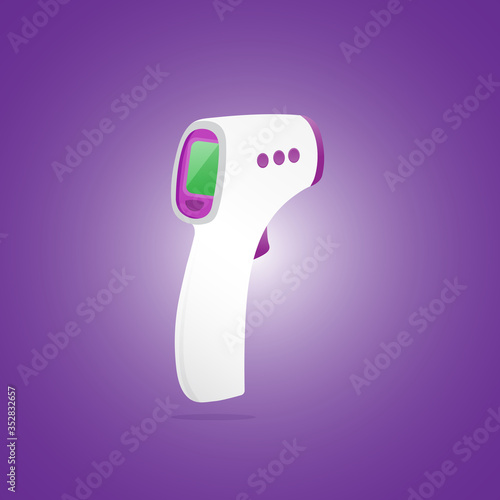 digital infrared thermometer, Infrared non-contact temperature thermometer gun for forehead with temperature range standards, Flat Design Style, Vector Illustration